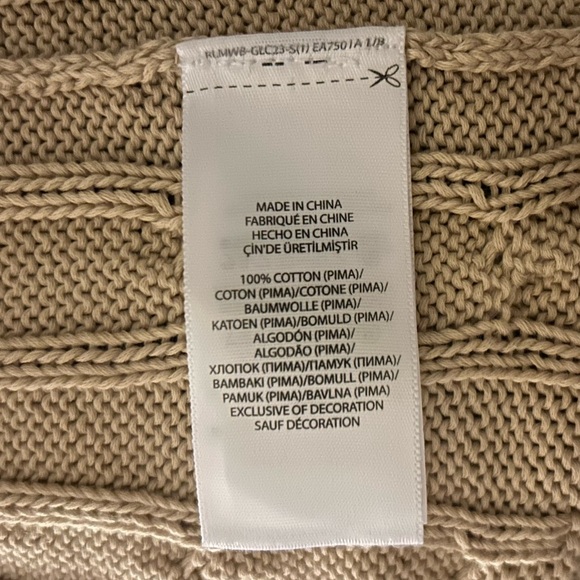 RALPH LAUREN Cable Knit Pullover Sweater Tan Pima Cotton Fitted Top Like New! - Picture 11 of 12